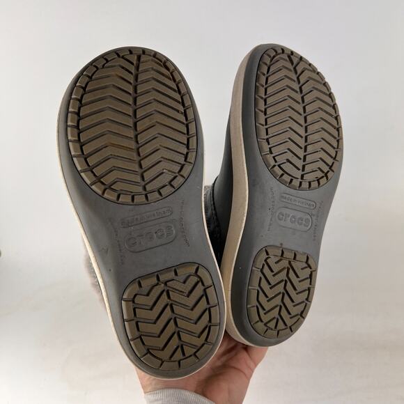 Crocs Crocband women's size 7 grey minimalist slip on faux fur winter boots - Picture 8 of 11